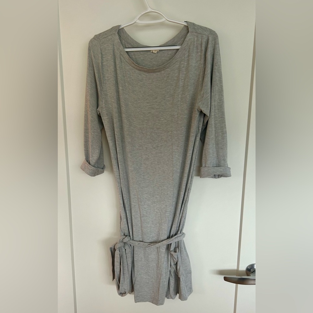 J. Crew gray jersey dress with belt, size small